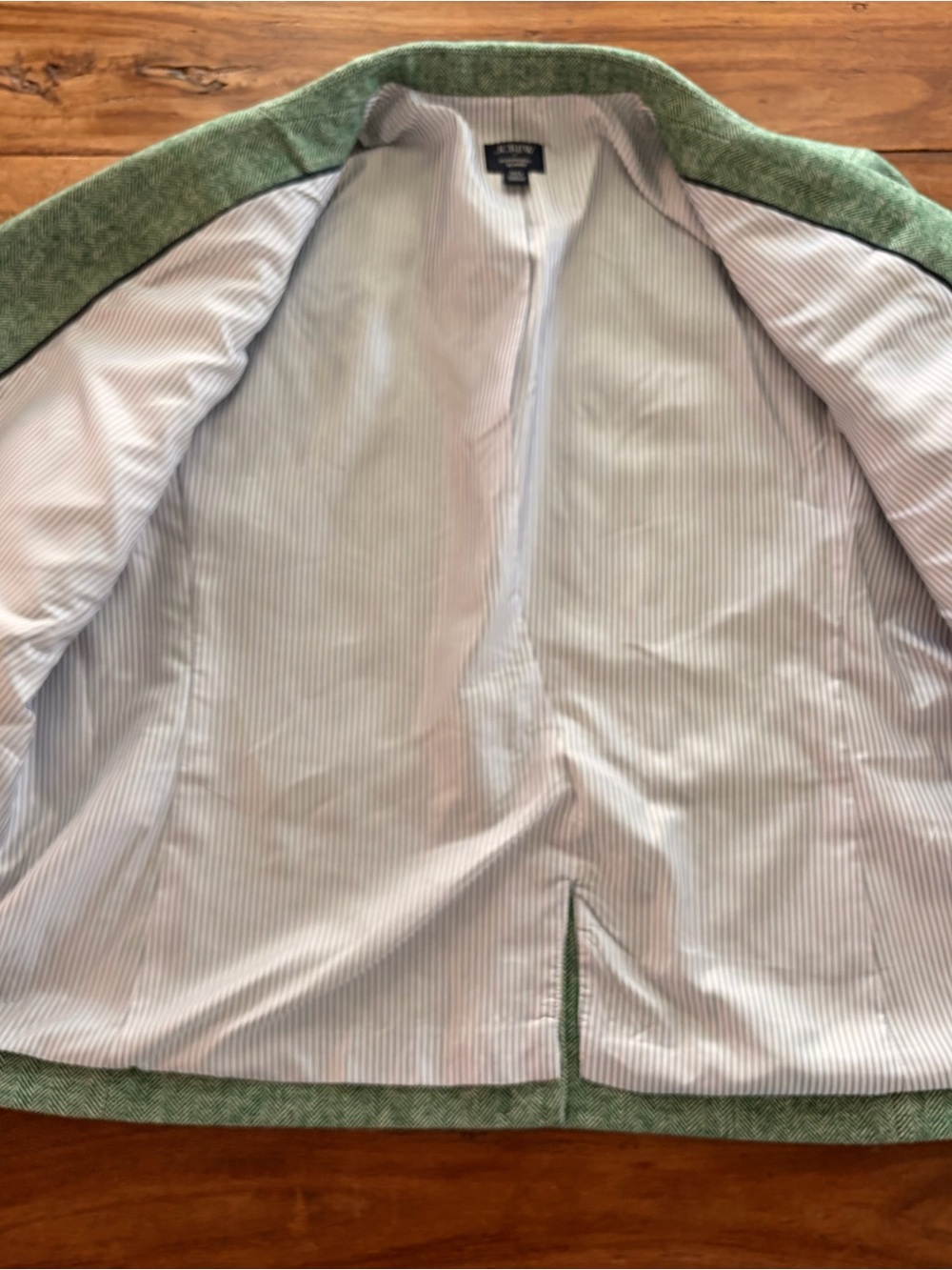 J. Crew Green Herringbone Schoolboy Blazer Wool Blend Womens Size 20 - Picture 11 of 15